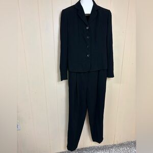 Alex Garfield Marks Black Blazer Pants Suit Set Women's Size 6 Ribbed Textured